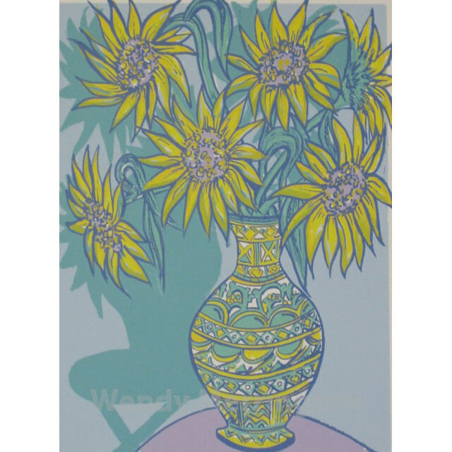 Sunflowers-33/44cm,-limited-edition-silk screenprint