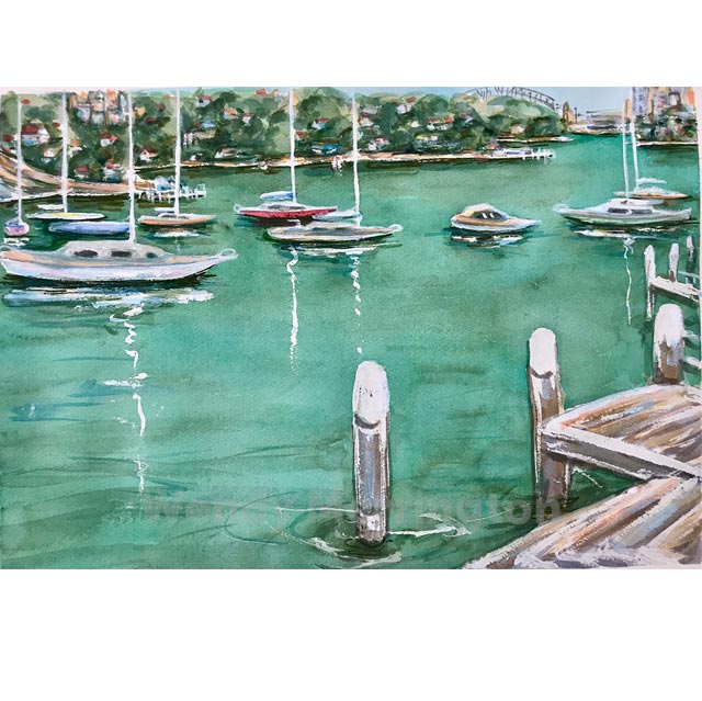 Woolwich Wharf, 40/60cm, watercolour goauche on paper