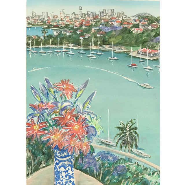 Mosman Balcony, 40/58cm watercolour/gouache on paper